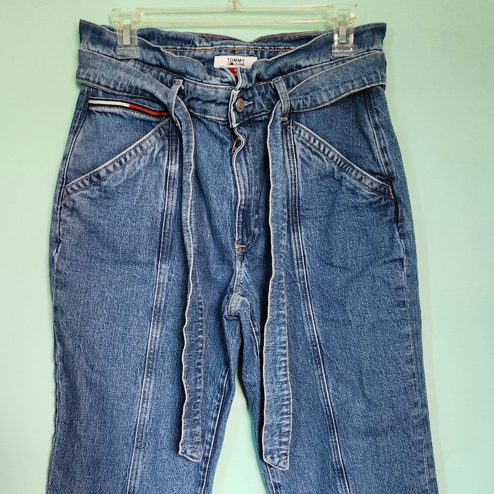 TOMMY HILFIGER High Waist, Tie-Front-Straight Leg Jeans-Medium Wash-Wmn's Size 6